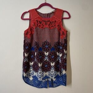 Daniel Rainn Blouse Womens S Boho Chic Abstract Crochet Lace Indie